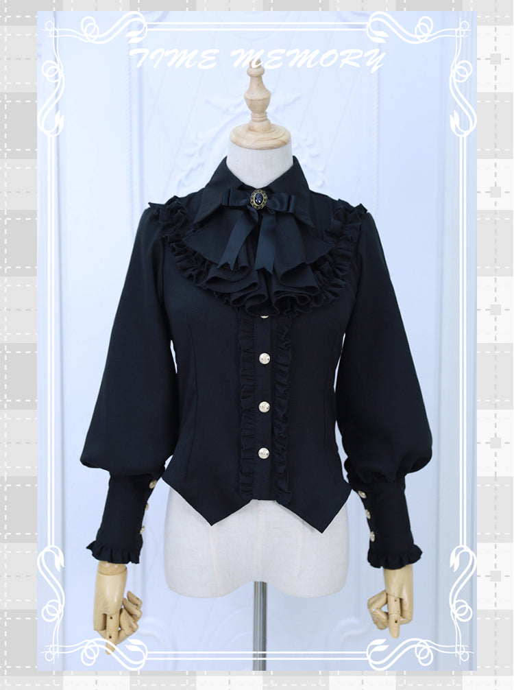 Time Memory - Elegant Lolita Slim Fit Mutton Sleeve Blouse
