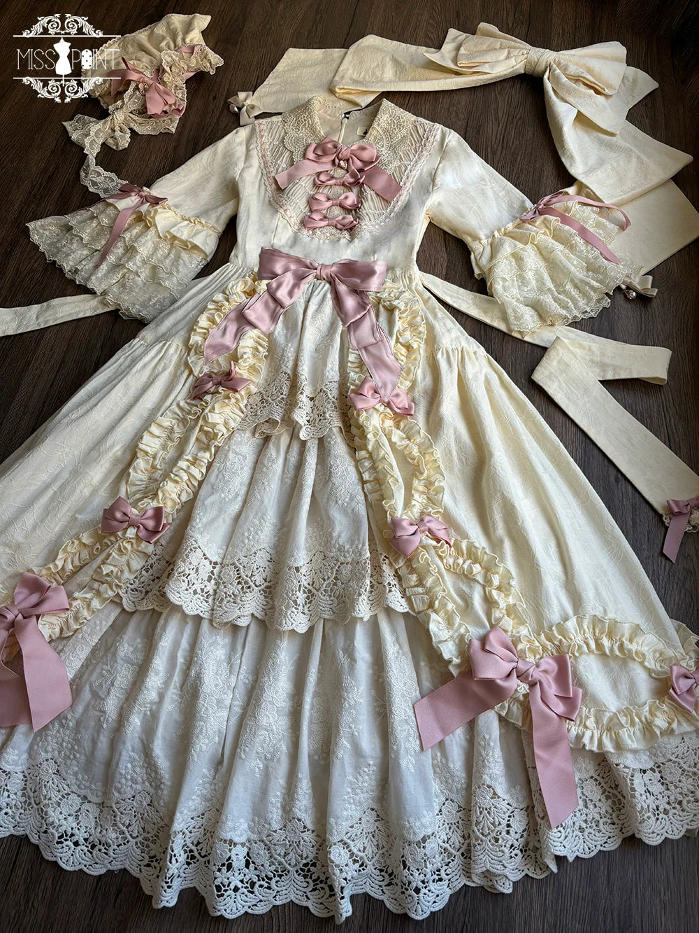 Miss Point - Lilyka Garden - Classic Lolita OP Dress Set Elegant Floral Wall Princess Sleeve