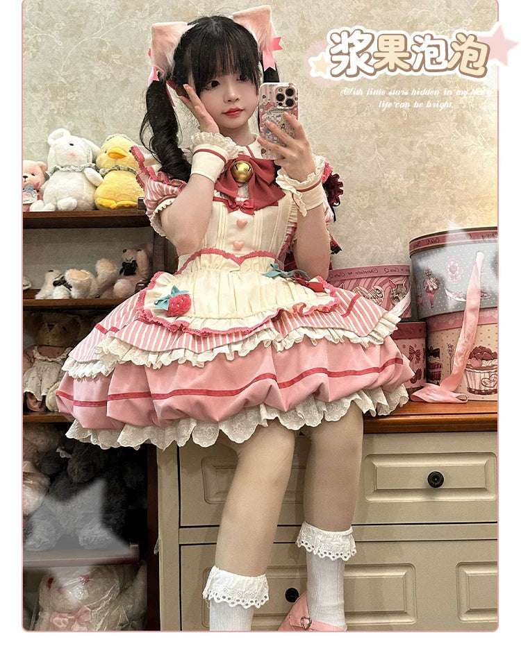 Sakurahime - Berry Bubble - Cute Lolita OP Dress Two Kawaii Styles