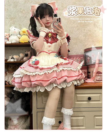 Sakurahime - Berry Bubble - Cute Lolita OP Dress Two Kawaii Styles