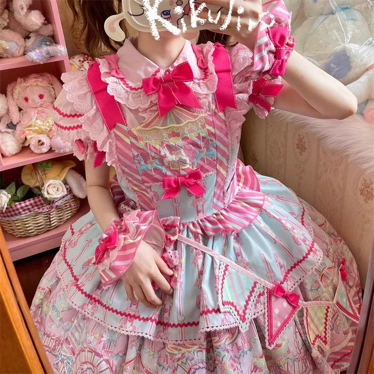 Letters from Unknown Star - Candy Park - Sweet Lolita Print Jumper Dress