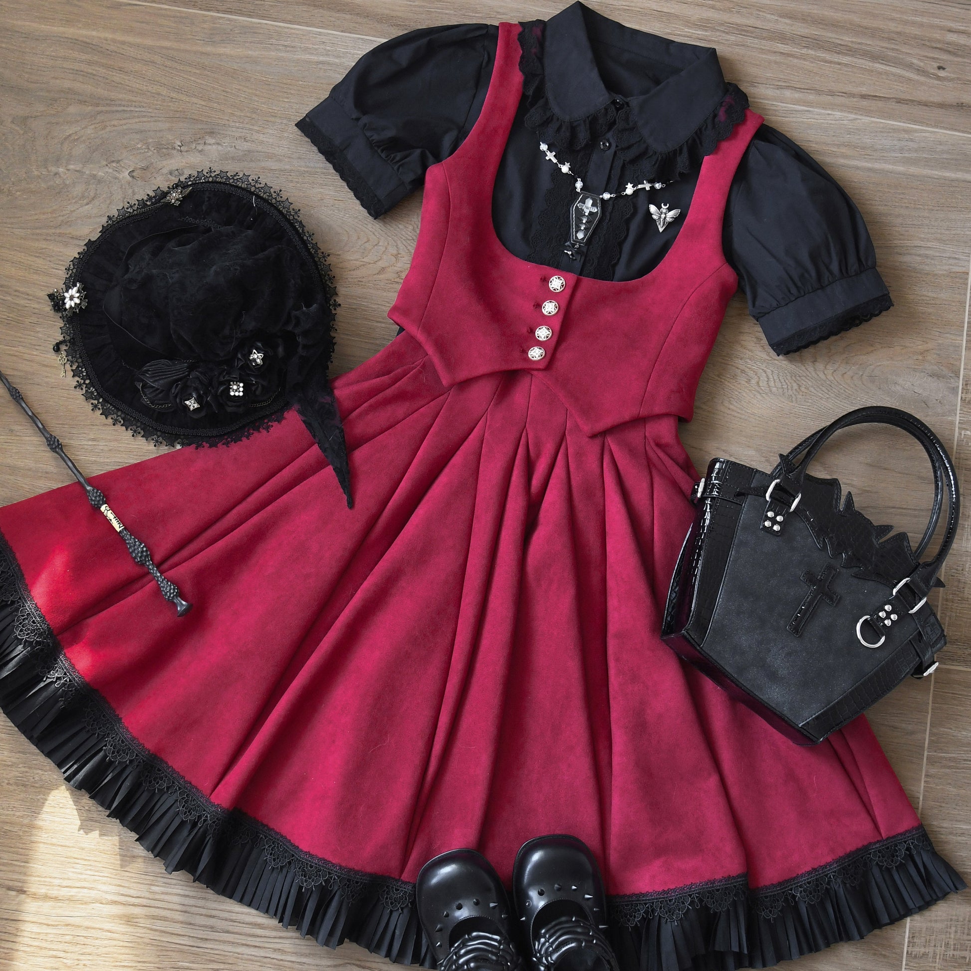 MIST - Lily - Cotton Retro Lolita Blouse with Lace Ruffles and Short Sleeve