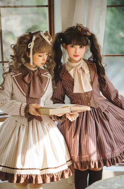 Miss Point - Classical Chocolate - Classic Lolita Skirt Elegant Striped SK