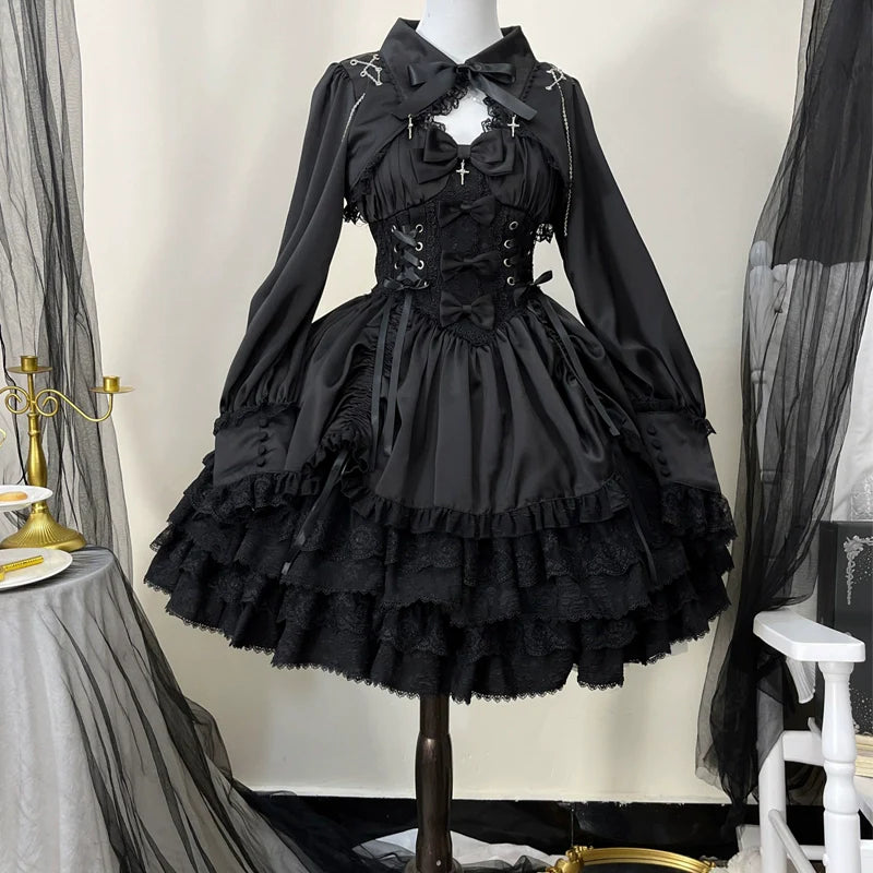 Hanguliang - Cross Medal - Dark Gothic Lolita JSK and Bolero