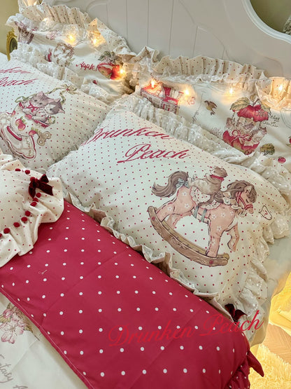 Drunke - Small Apple - Sweet Retro Print Lolita 4-Piece/3-Piece Bedding Set