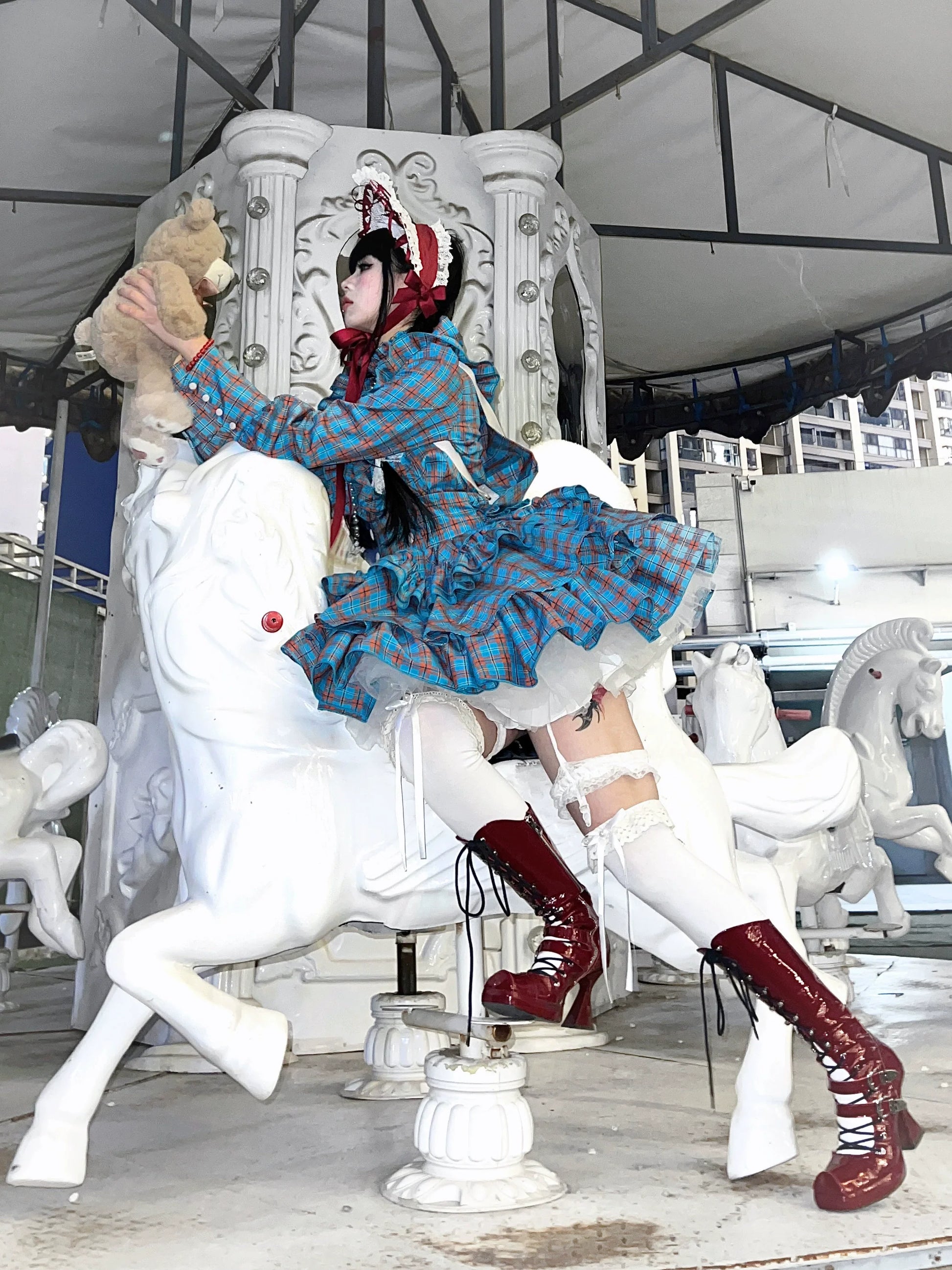 CATCOCOON - Humanoid Gift Box - Christmas Plaid Lolita Blouse & SK