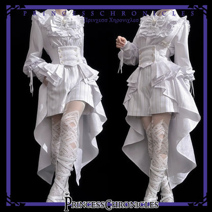 Princess Chronicles - Rabbit Theater White Moonlight - Ouji Lolita Shorts Set, Rabbit Hat