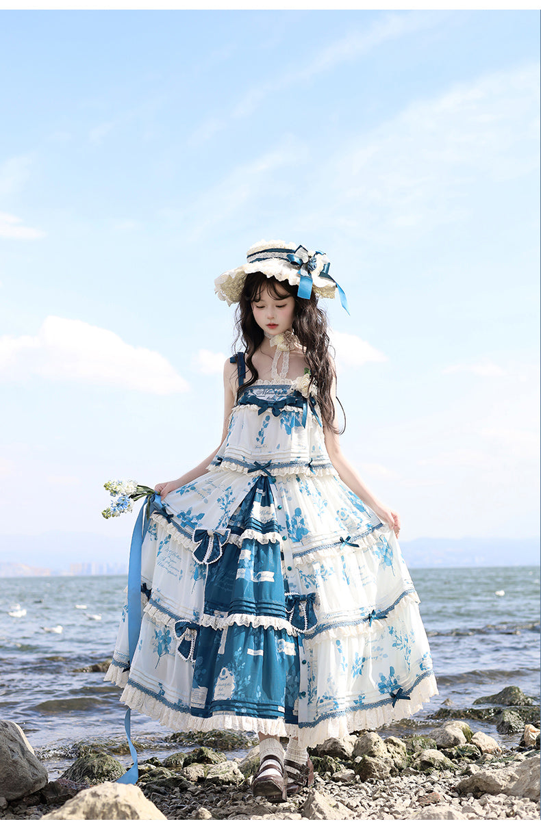 NanShengGe - Mulberry Poem - Country Lolita Printed Dress with Cardigan Set