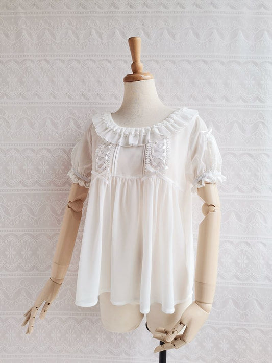 Yilia - Elegant Lolita Summer Short Sleeve Blouse