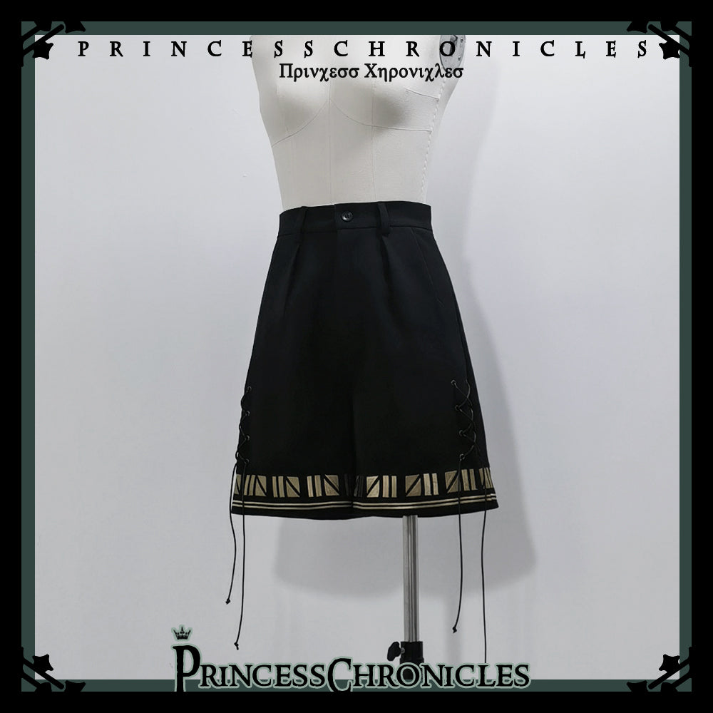 Princess Chronicles - Black Cat - Ouji Lolita Shorts with Embroidered Straight Leg