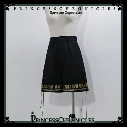 Princess Chronicles - Black Cat - Ouji Lolita Shorts with Embroidered Straight Leg