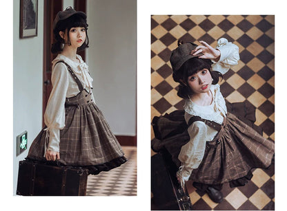 Honey Machine - Vanilla Latte - Retro Lolita Shirt Mutton Sleeve Innerwear