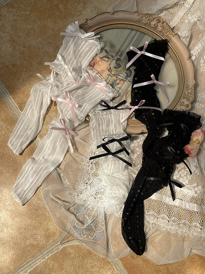 WAGUIR - Sweet Lolita Mid-Calf Socks 3-Layer Lace Mesh Fairy Thin Socks