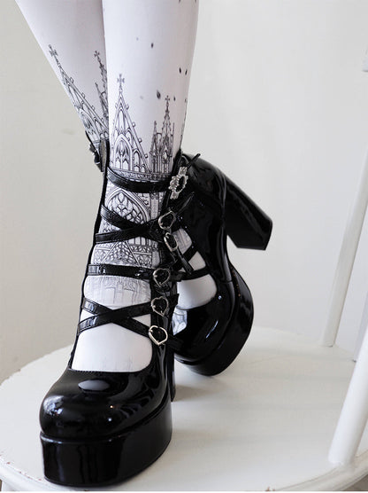 Pure Tea For Dream - Cross Buckle Punk Lolita Shoes