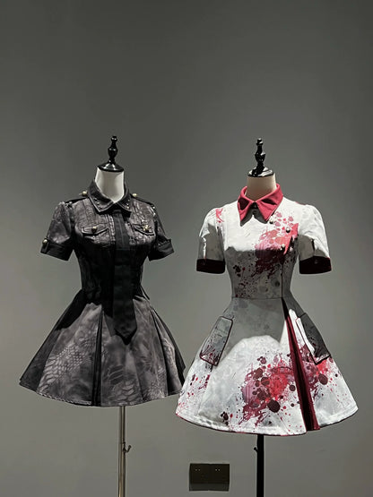 Your Highness - Iron Rose Black Mamba - Gothic Lolita OP Nurse Military Lolita Dress