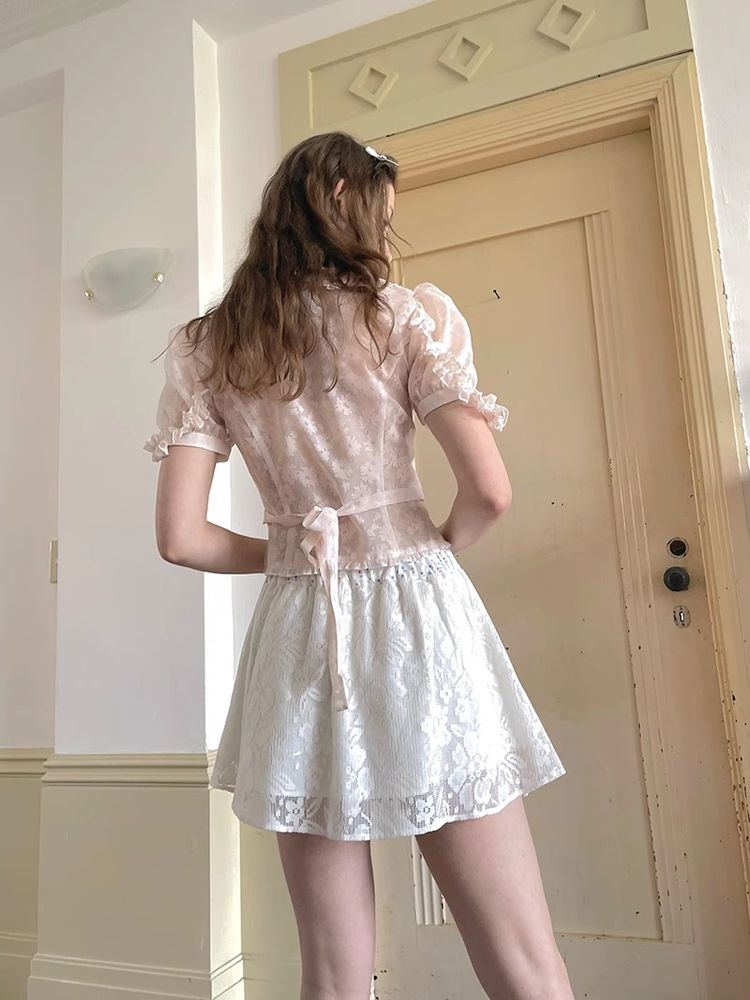 Puff sleeve short sleeve shirt【s0000008724】