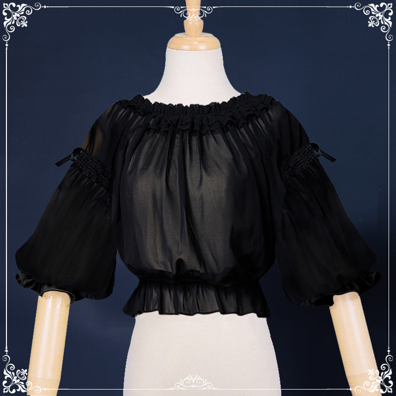 Eieyomi-Middle Sleeve Chiffon Lolita Blouse