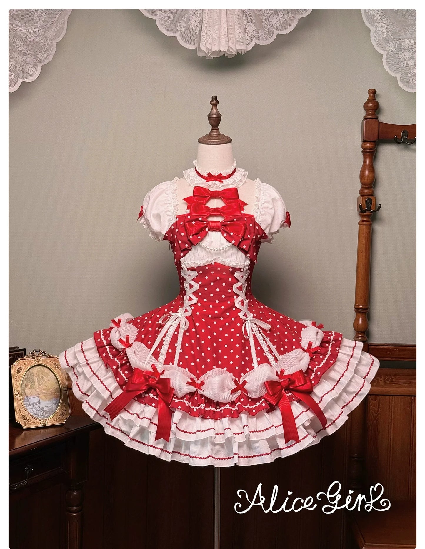Alice Girl - Old School Polka Dots - Halter Neck Sweet Lolita OP Dress