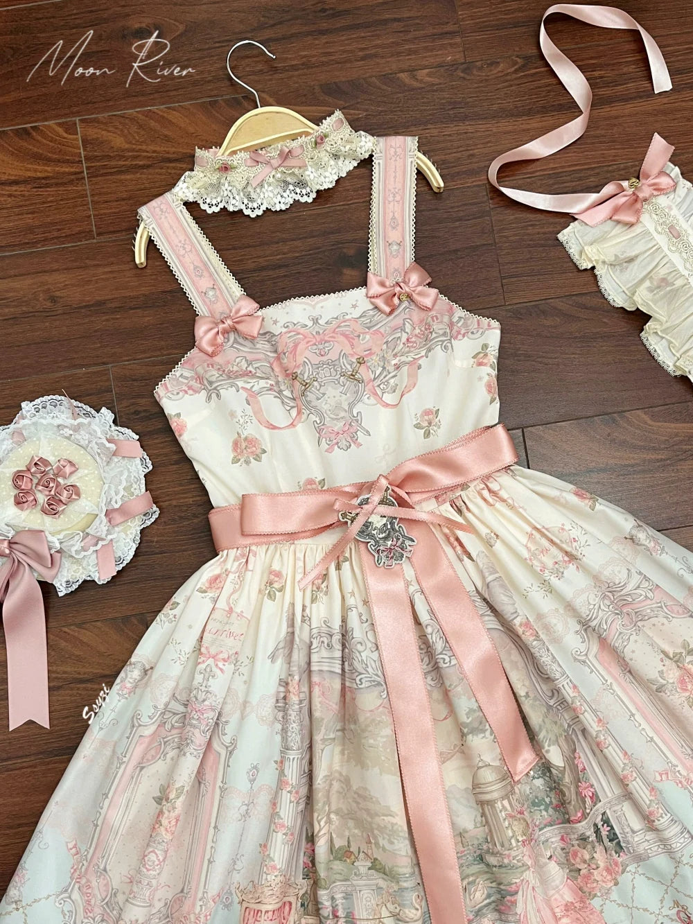 Moon River - Swan Lake Mirror - Pink Sweet Lolita Print JSK Dress