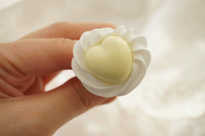 Cat Tea Party - Cute Lolita Ring Handmade Clay Cream Heart Shape Adjustable Ring