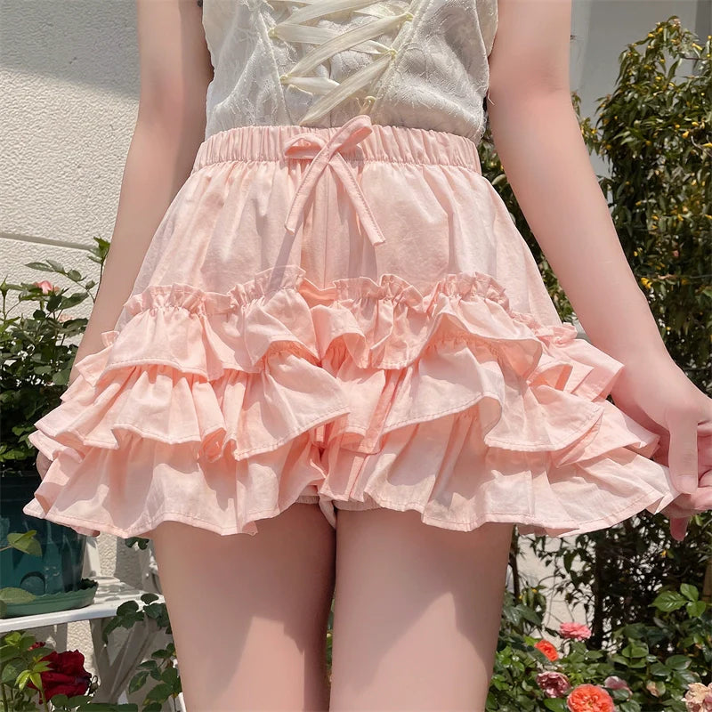 Sugar Girl - Daily Lolita Bloomers Anti-Exposure Pink Ruffle Safety Shorts