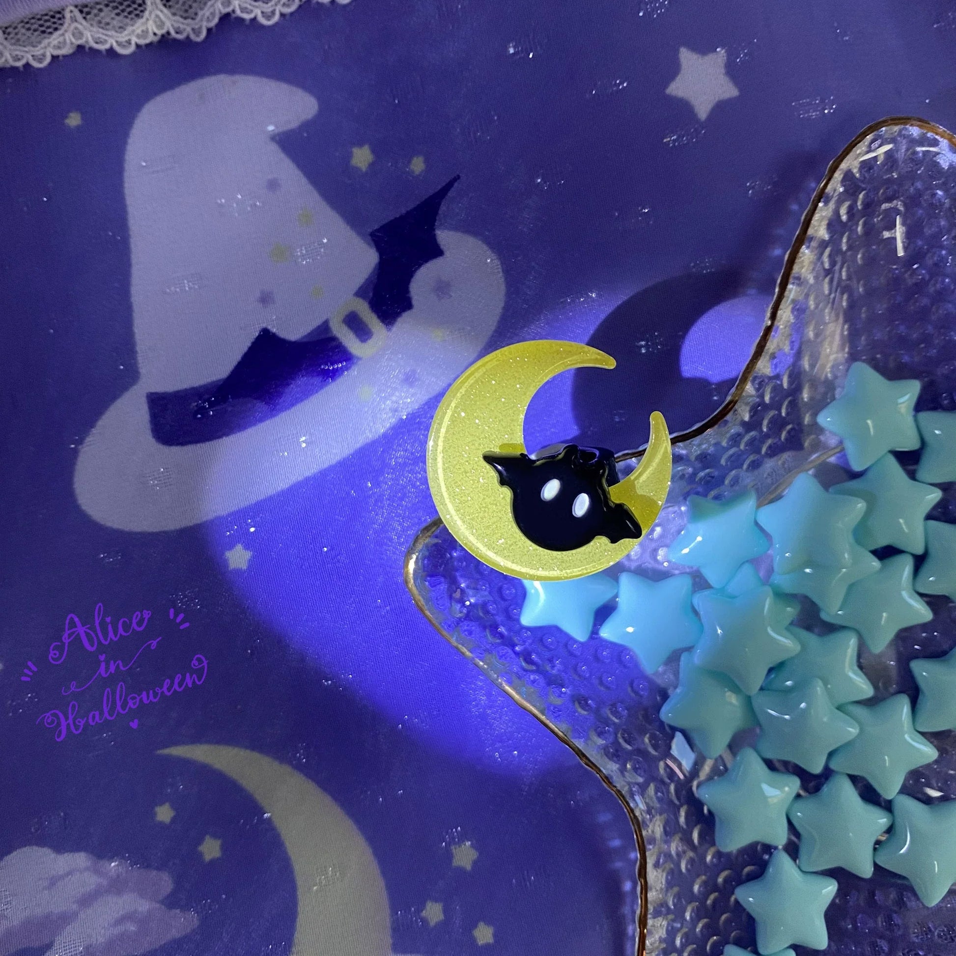 Halloween Alice - Chubby Bat - Halloween Colorful Beads Lolita Necklace, Bat Accents