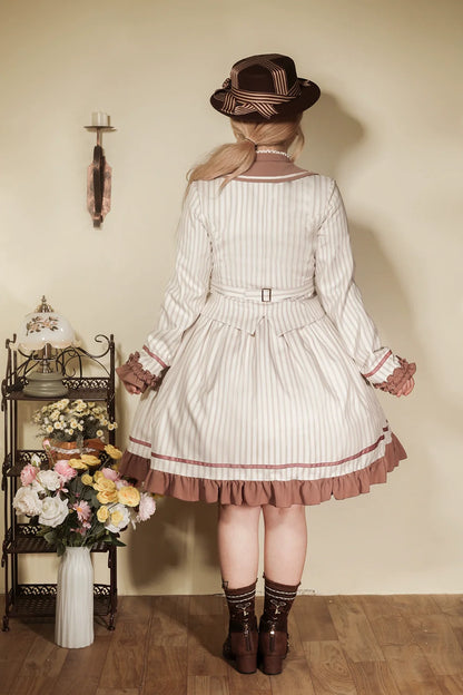 Miss Point - Classical Chocolate - Classic Lolita Jacket Elegant Striped Short Outwear
