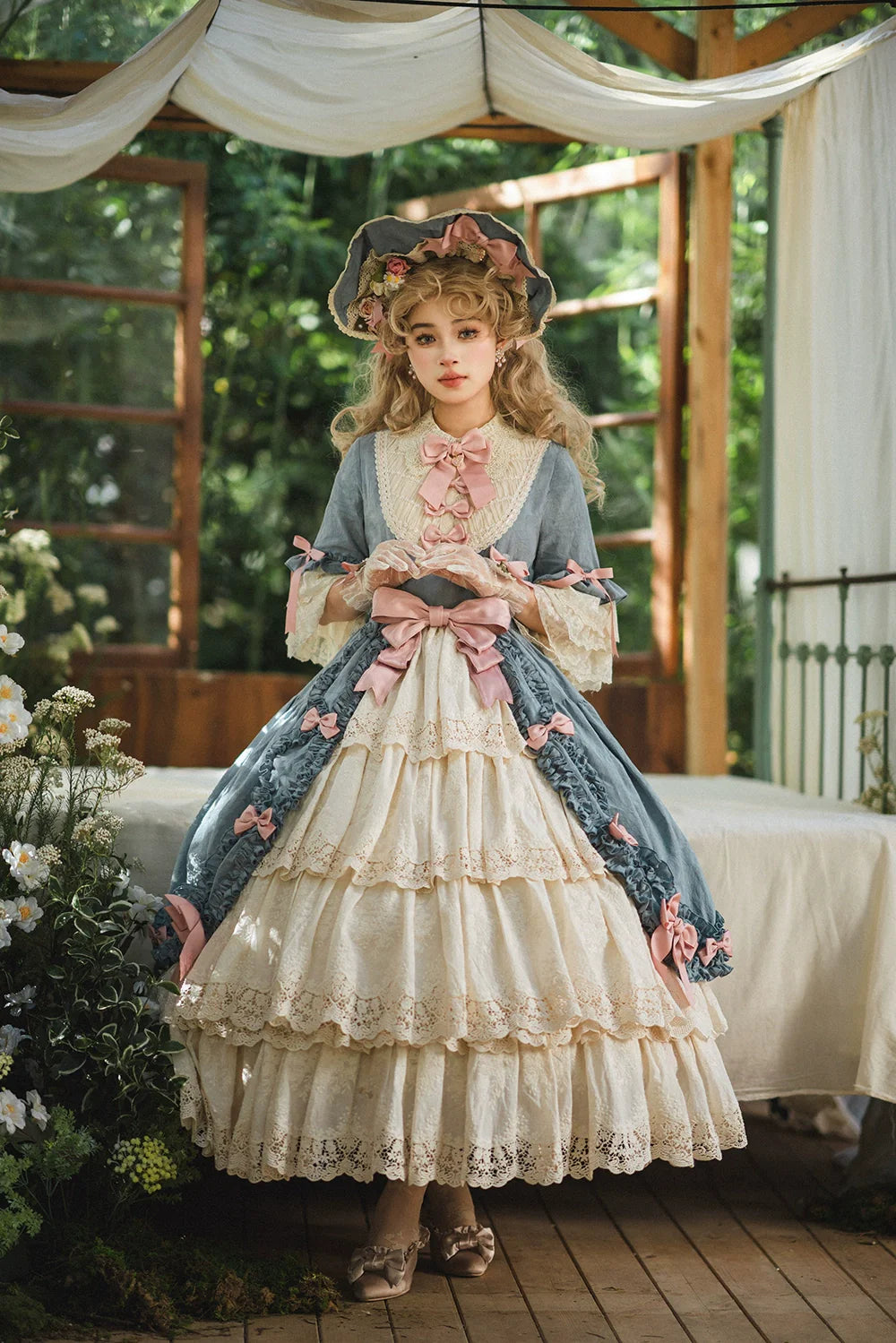Miss Point - Lilyka Garden - Classic Lolita OP Dress Set Elegant Floral Wall Princess Sleeve