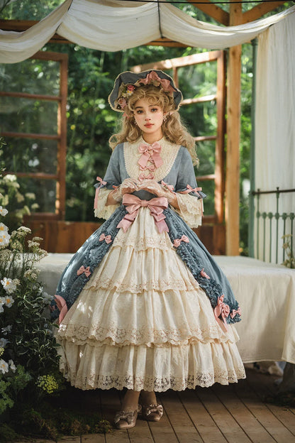Miss Point - Lilyka Garden - Classic Lolita OP Dress Set Elegant Floral Wall Princess Sleeve