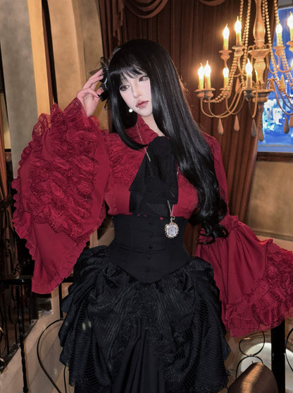 Twilight Zone - Gothic Lolita Blouse, Lace Hime-sleeve