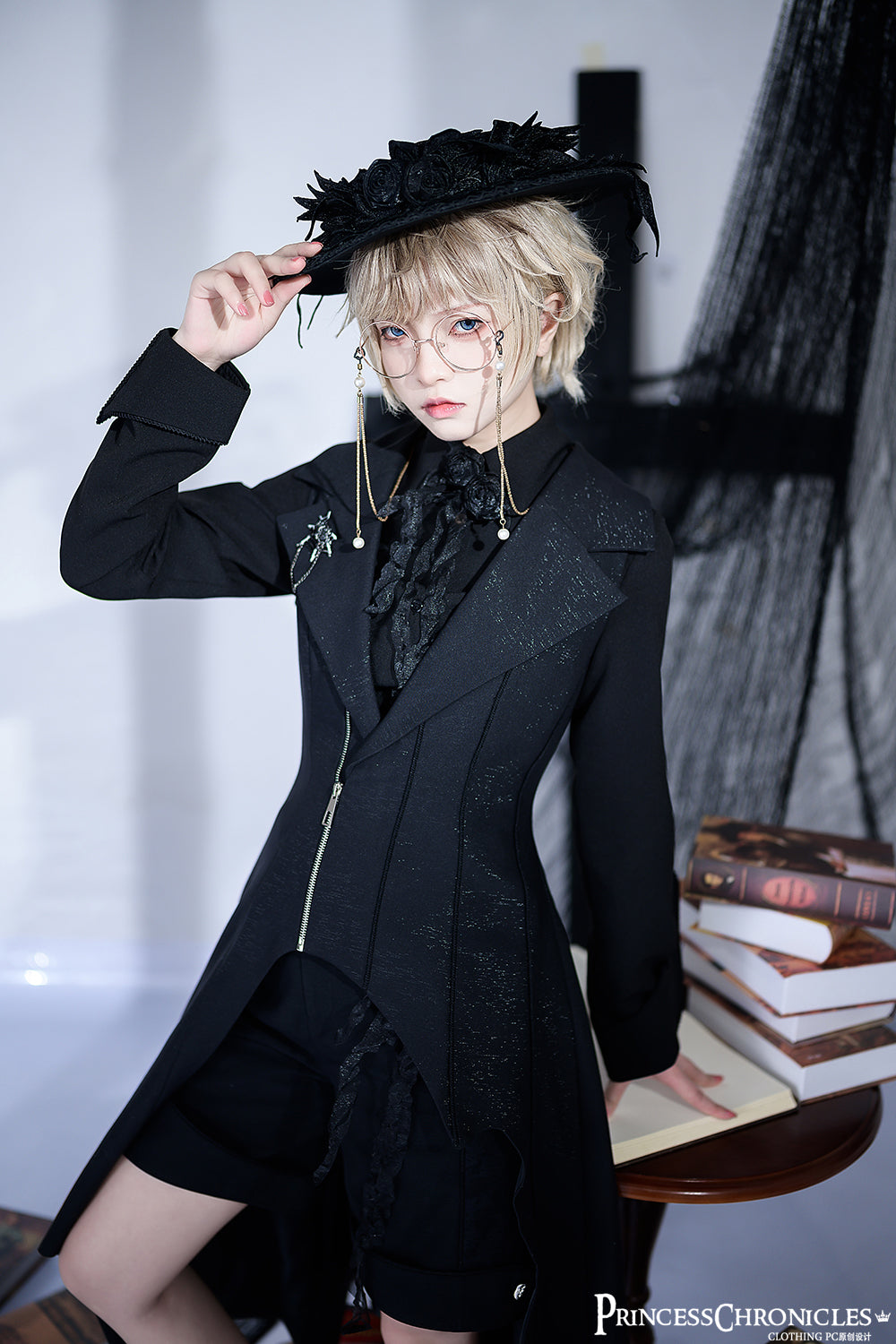 Princess Chronicles - Wind - Ouji Lolita Black Long Vest