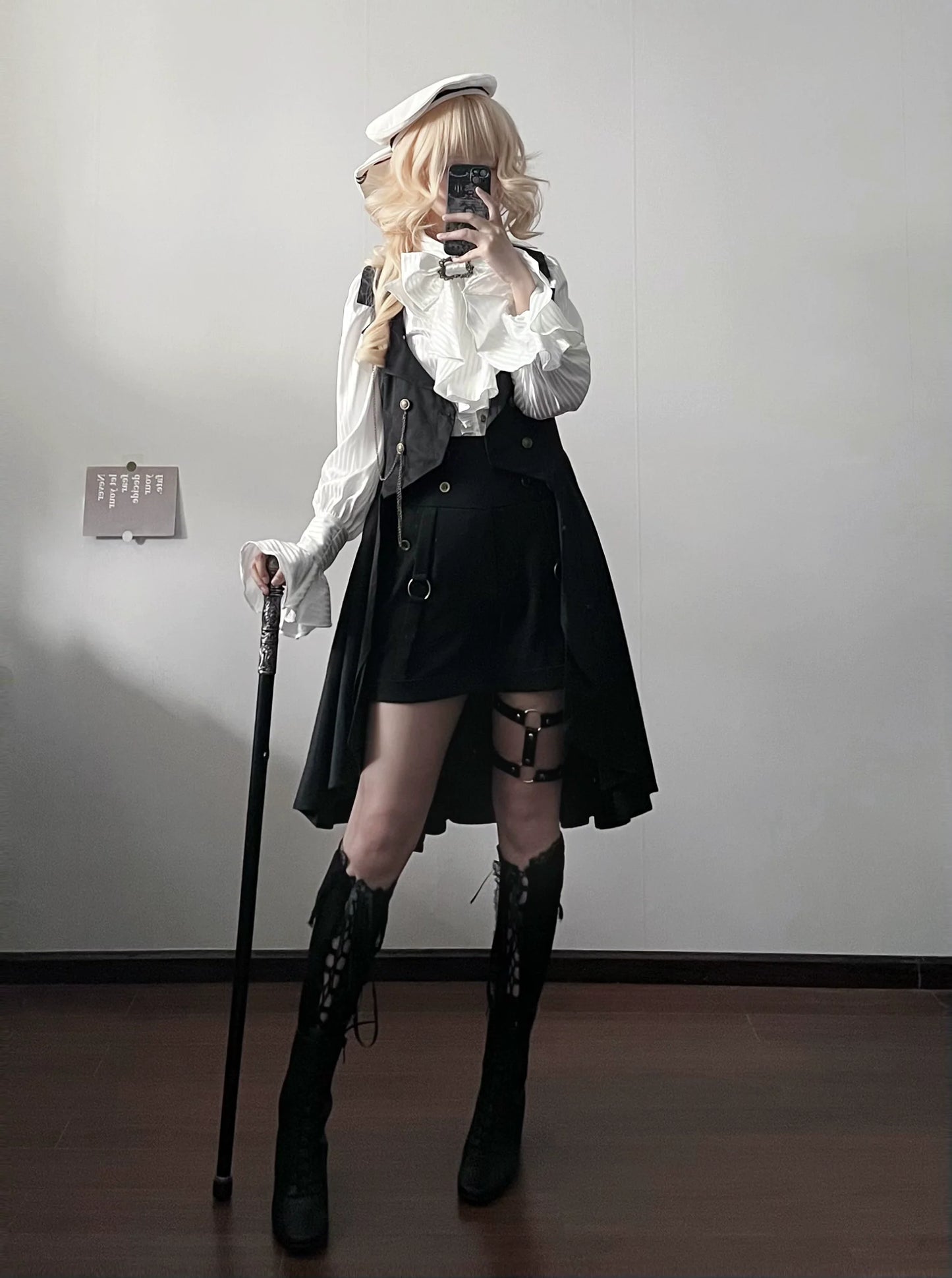Gazing Galactic - Moonstone - Ouji Lolita Black Vest Prince Long Trailing Vest