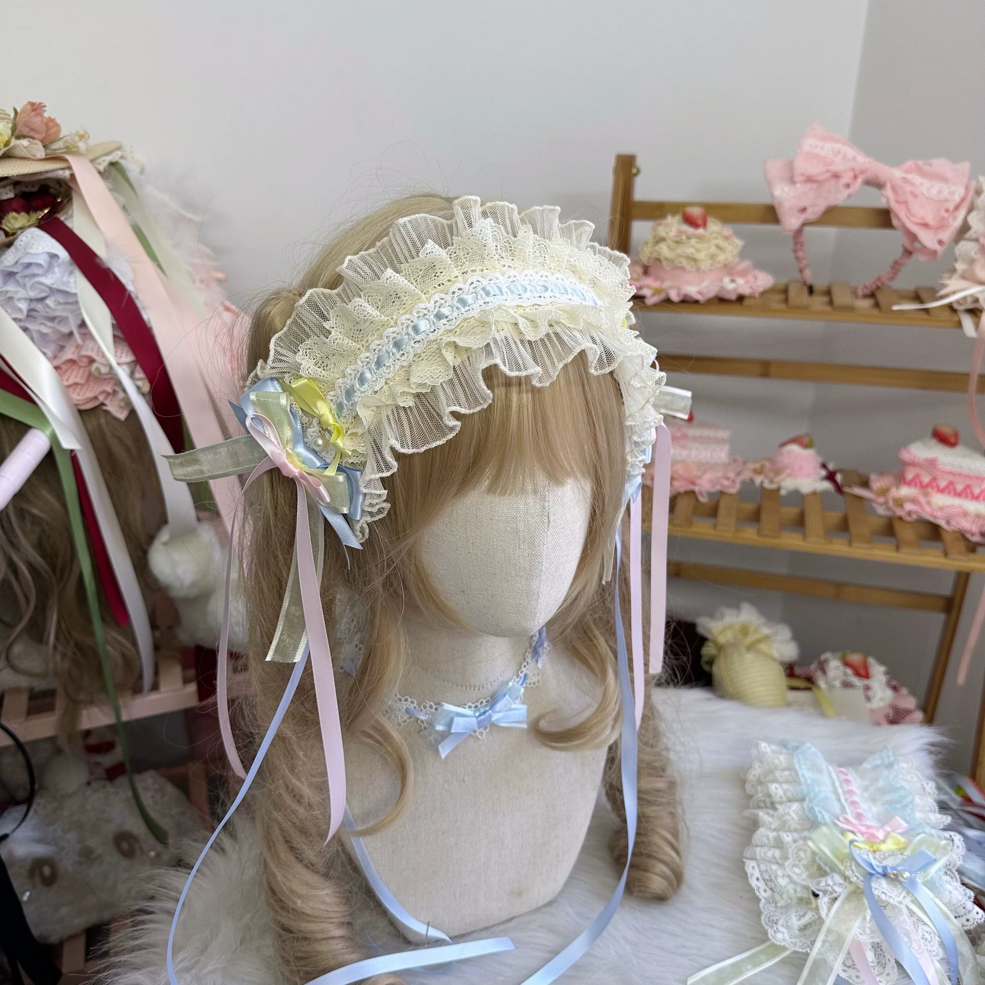 Chestnut Lolita - Sweet Lolita Headdress, Bow and Lace Decoration