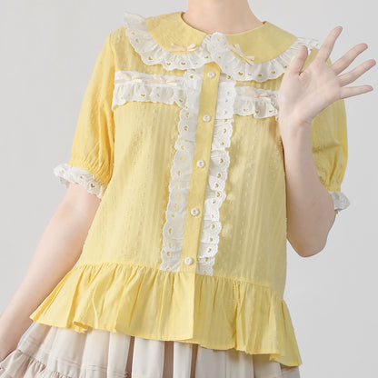 MIST - Cotton Sweet Lolita Blouse, Peter Pan Collar