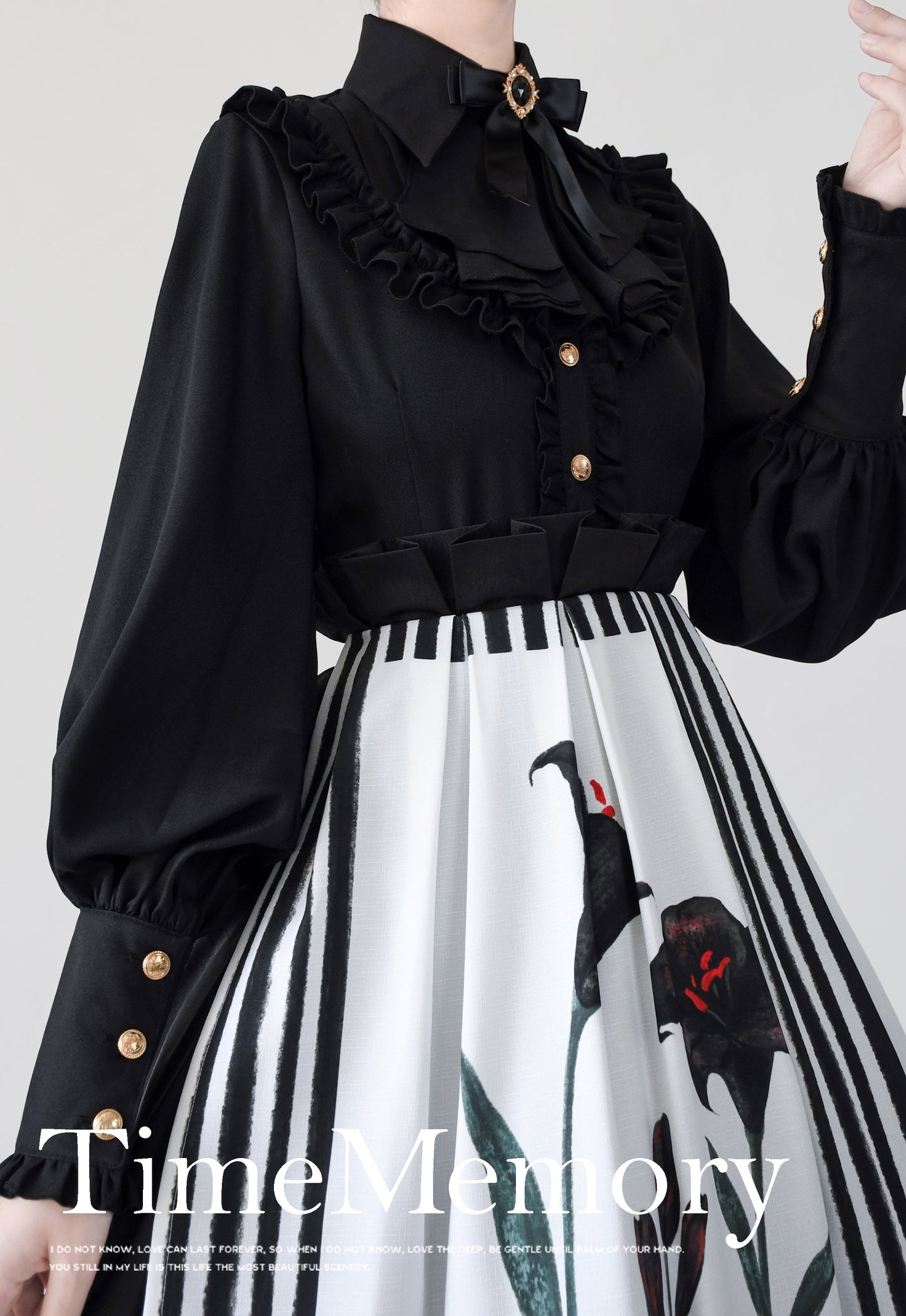 Time Memory - Elegant Lolita Slim Fit Mutton Sleeve Blouse