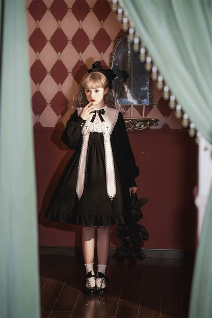 Sweet Date - Gothic Lolita Dress Black Nun OP for Halloween