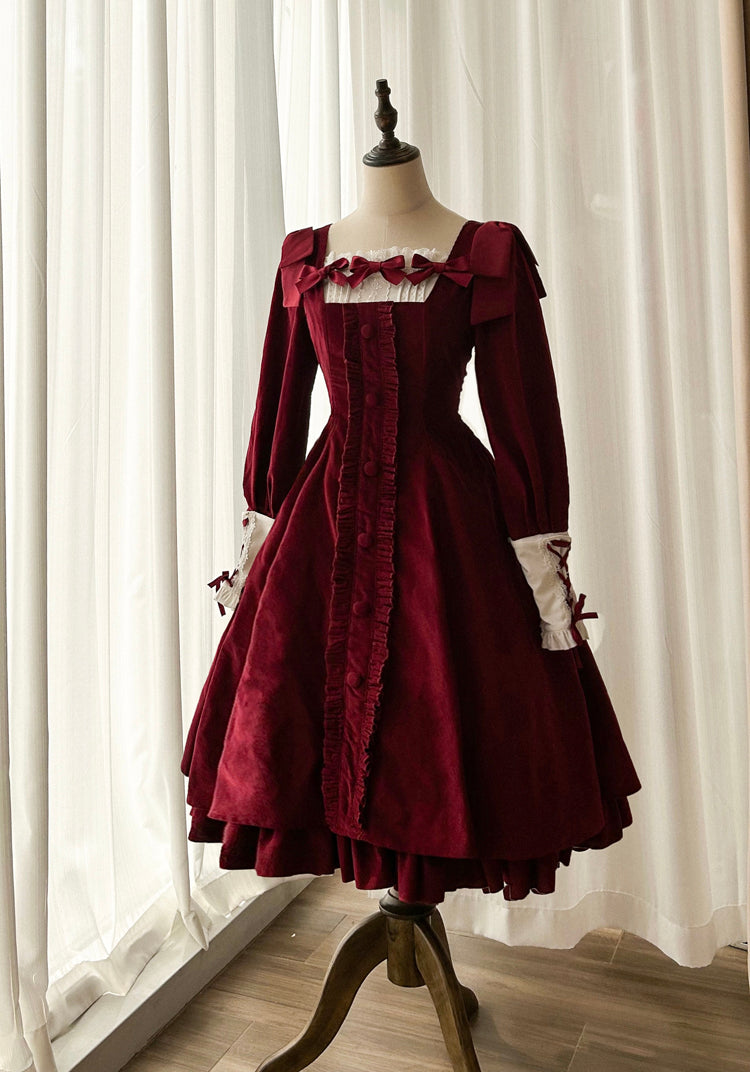 Sweet Wood - Annie's Gift - Elegant Velvet Lolita OP Dress