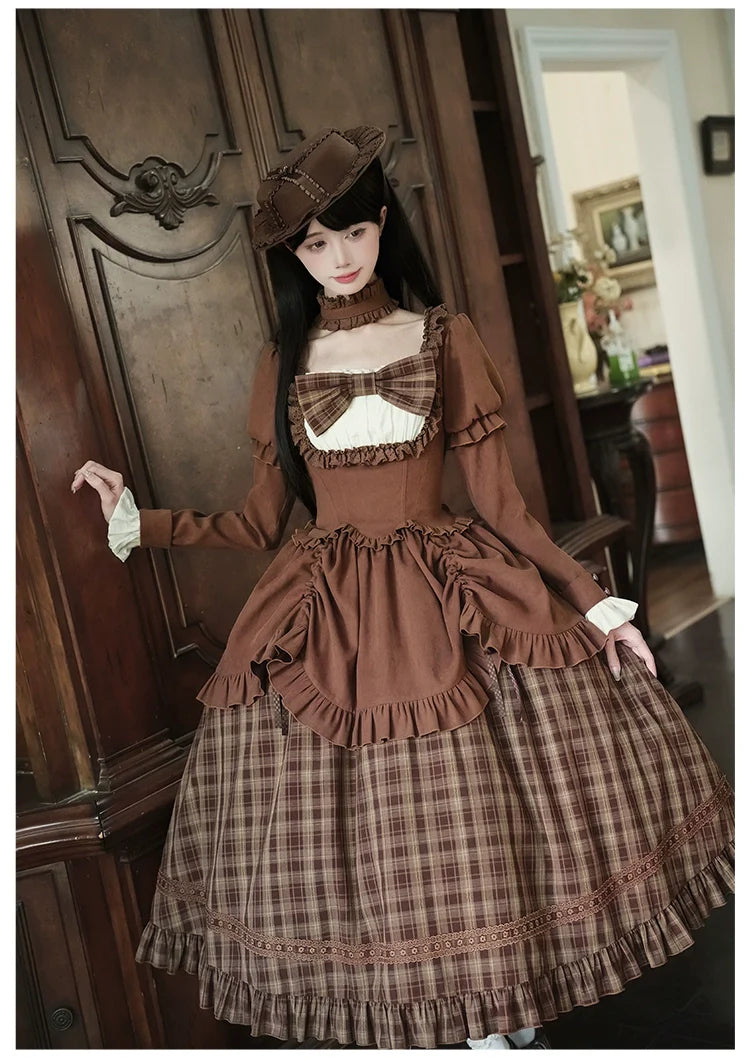 With PUJI - Oak Hymn - Classic Lolita Plaid OP Suit, Side Zipper