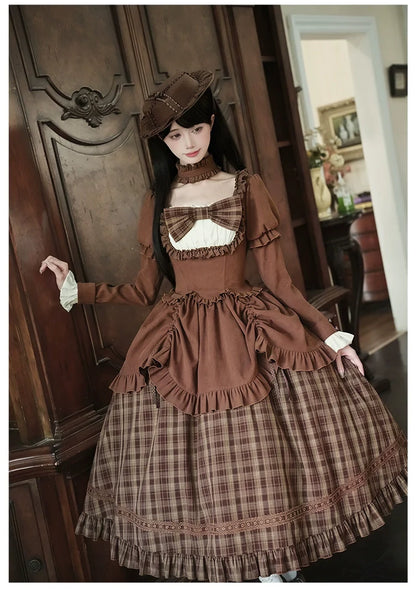 With PUJI - Oak Hymn - Classic Lolita Plaid OP Suit, Side Zipper