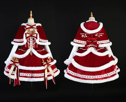 Matutu - Sweet Lolita JSK Suit Christmas Lolita Cape and Dress