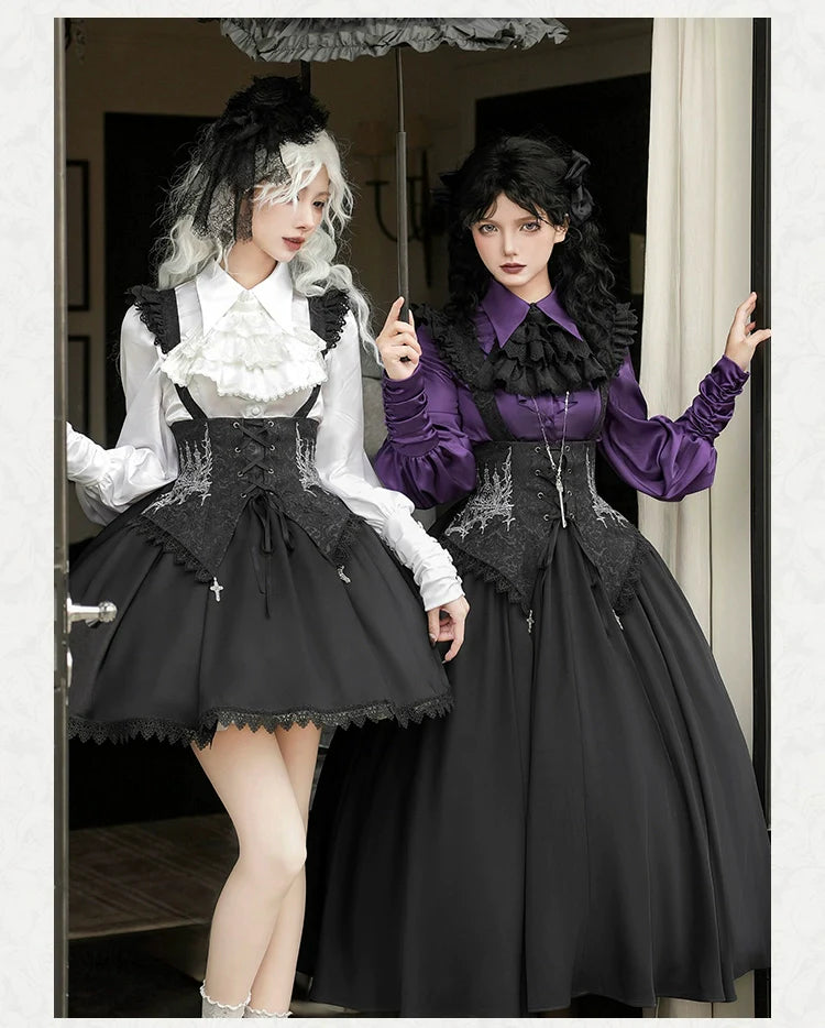With PUJI - Thorny Night - Gothic Lolita Bust-supporting Skirt With Removable&Adjustable Strap