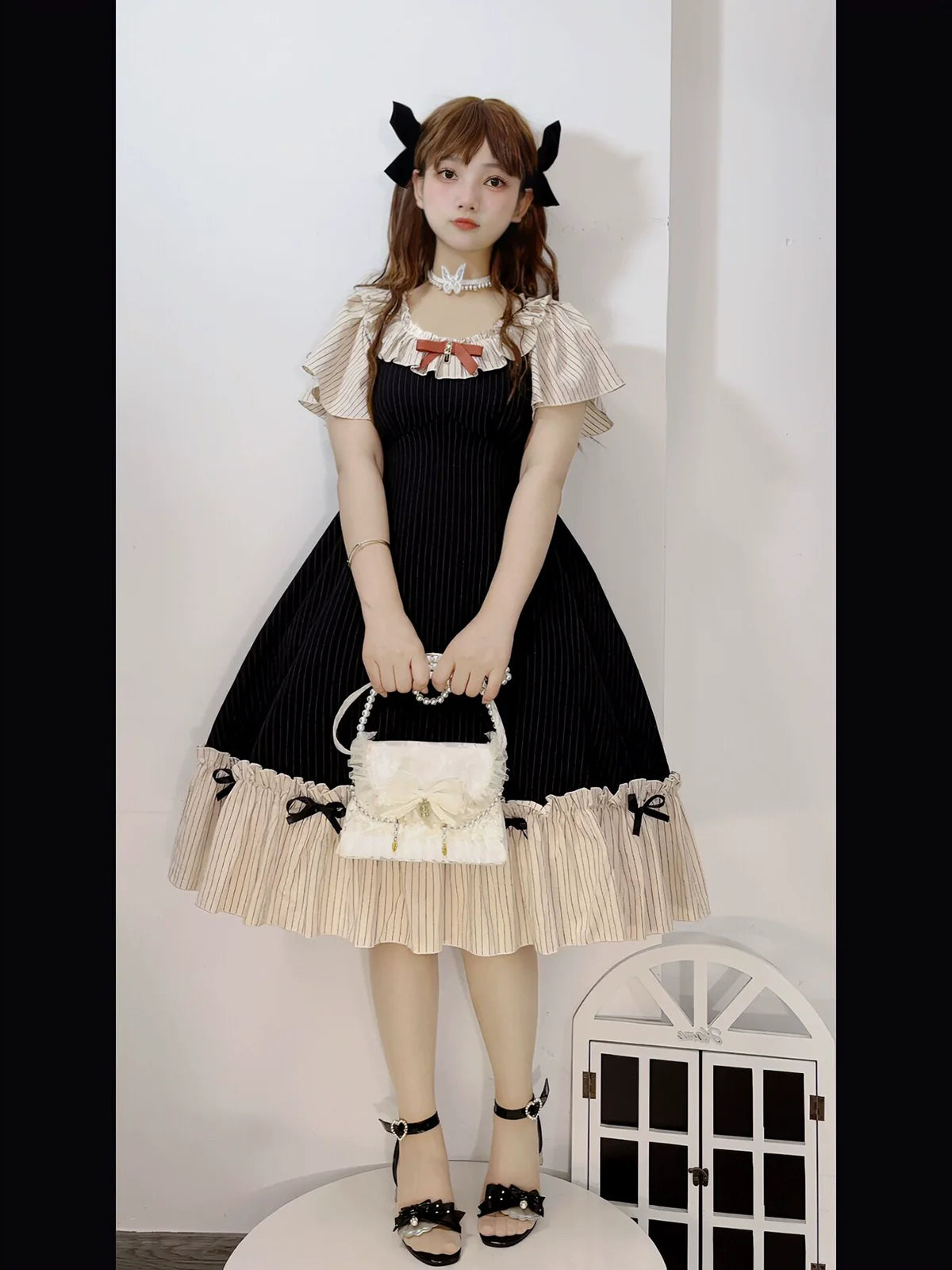 EESSILY - Cotton Plus Size Lolita OP Dress With Pockets & Detachable Bra Pads