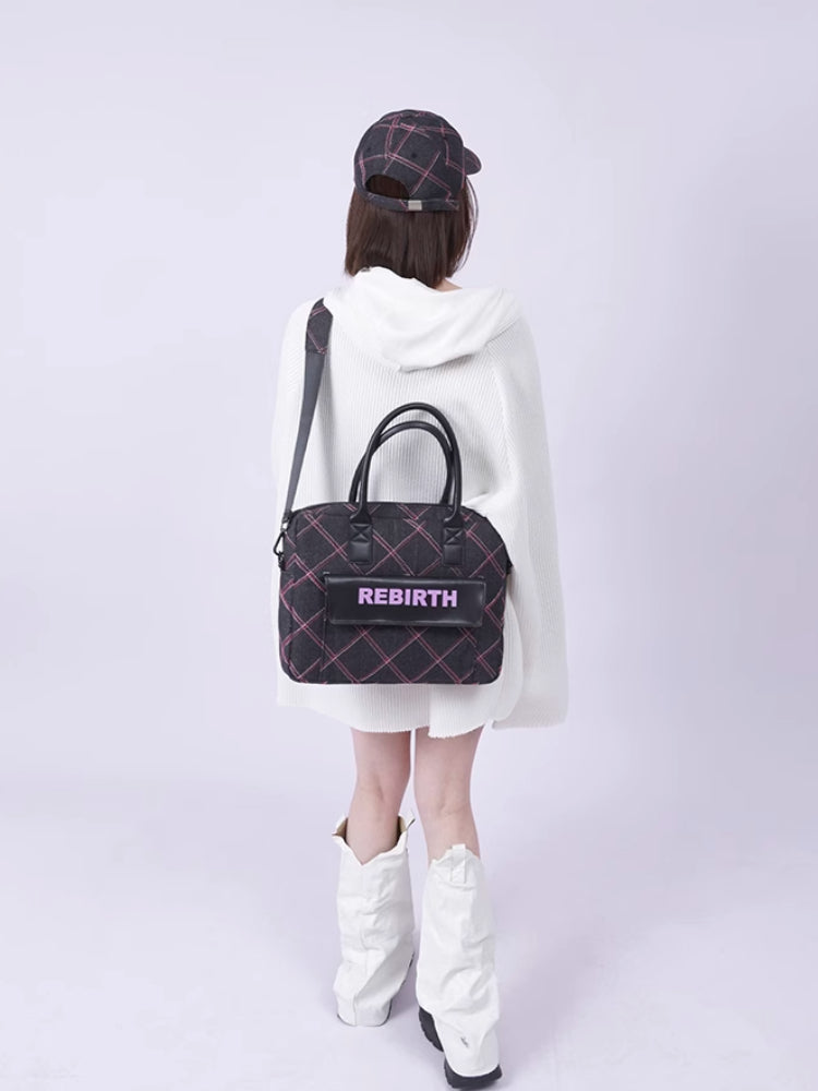 Plaid denim computer bag【s0000007318】