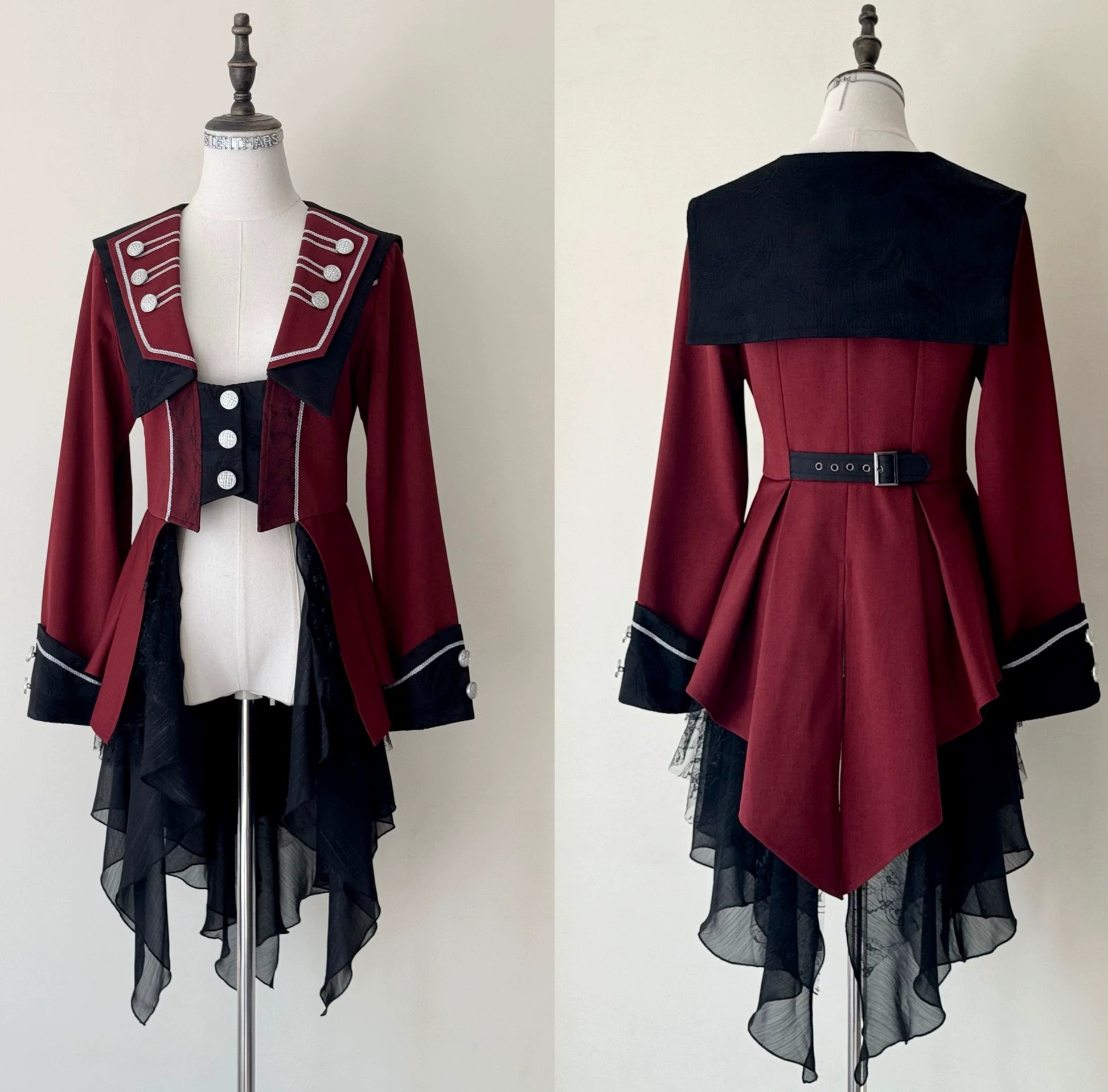 Silent Mars - Raven Crown - Gothic Lolita Suit Shirt Military Coat Skirt and Pants