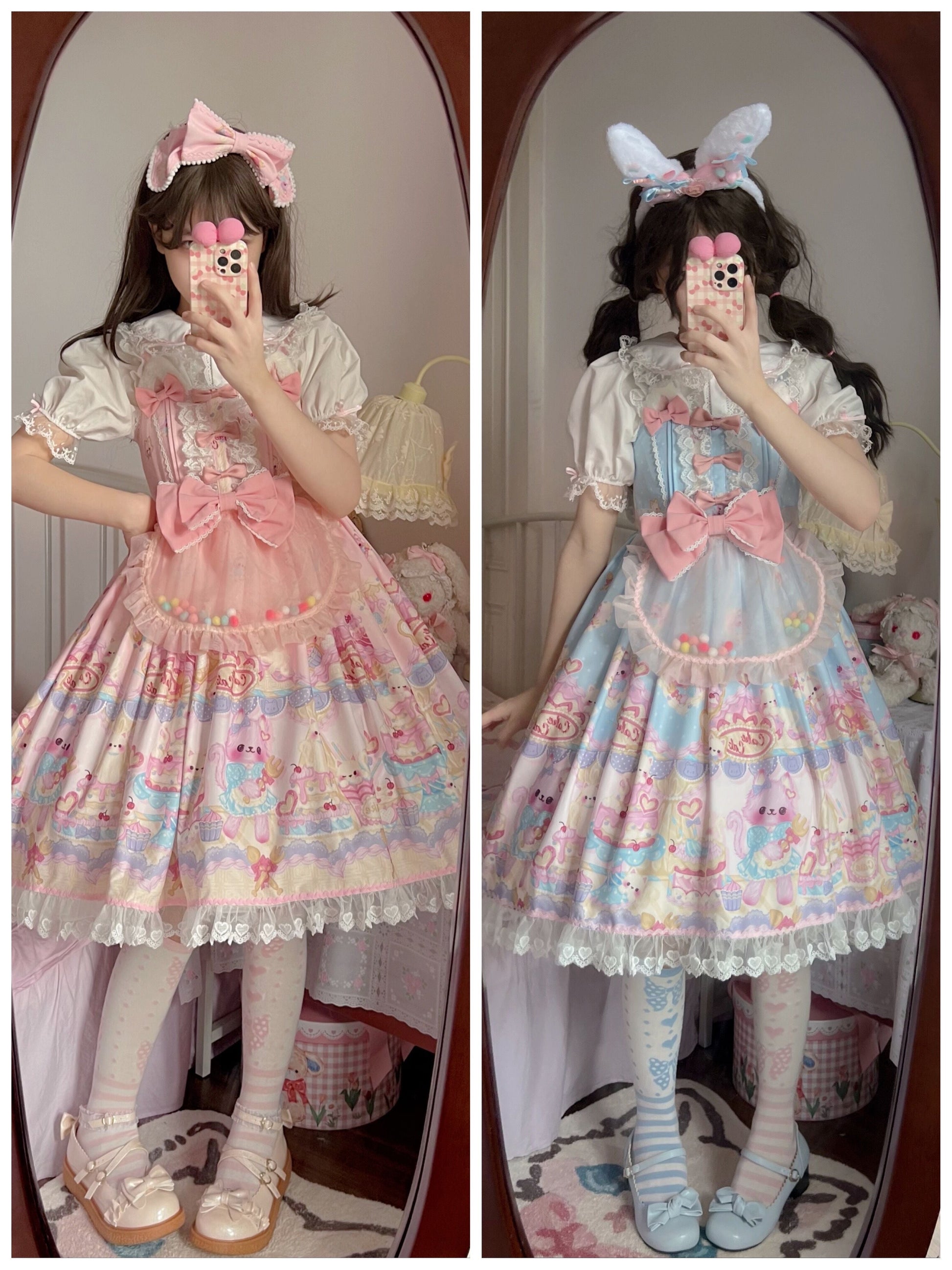 Sugar Girl - Kawaii Lolita Sweet JSK Dress, Cat Printed