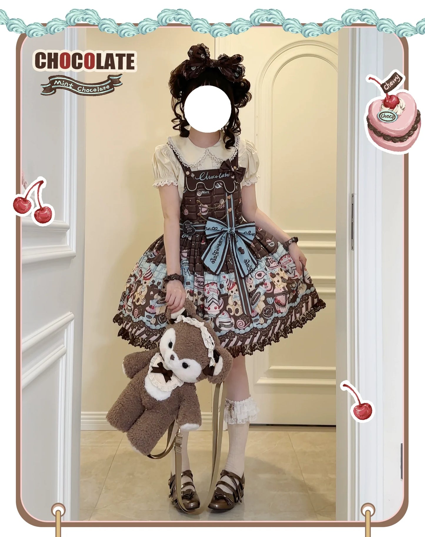 Sweet Dream Sheep - Chocolate Bear - Sweet Lolita Salopette High Waist Dress