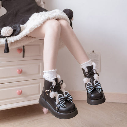 Beauty Bunny - Milk Bear - Winter Lolita Shoes Thick Sole Fleece Snow Boots
