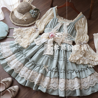 Qianmu - Vivian - Sweet Lolita JSK Doll Lolita Tiered Ruffles Dress