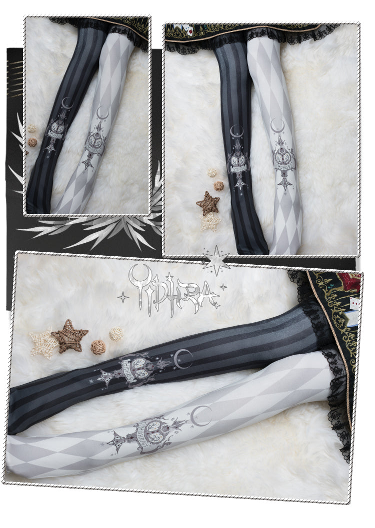 Yidhra - Midnight Circus - Argyle Digital Print Lolita Tights