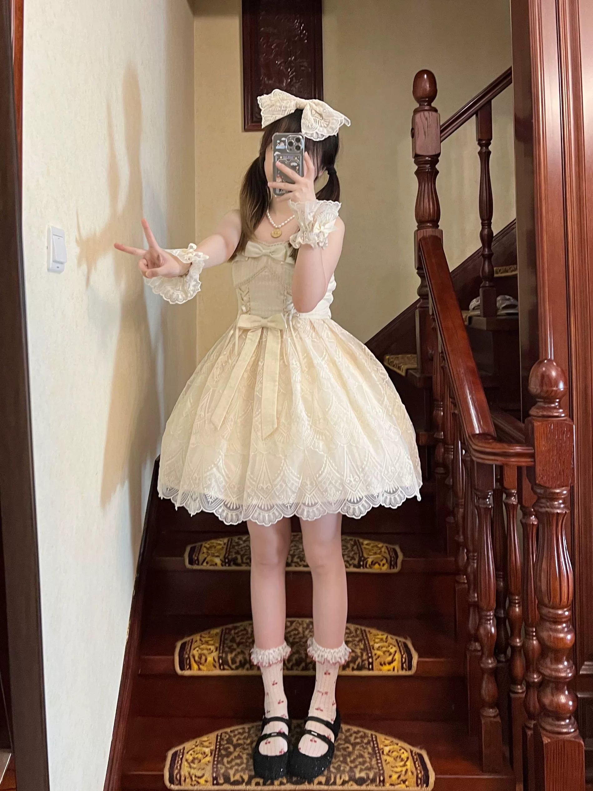 Uncle's Workshop - White Wave Tide - Sweet Lolita JSK Dress Solid Color Dress